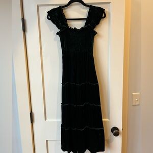 Hill House Home Ellie Nap Dress in Forest Green Velvet Size XS